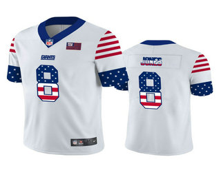 Men's New York Giants #8 Daniel Jones White Independence Day Stars Stripes Jersey