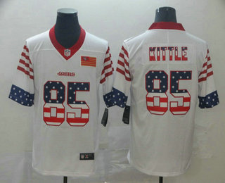 Men's San Francisco 49ers #85 George Kittle White Independence Day Stars Stripes Jersey