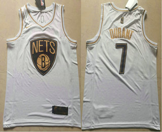 Men's Brooklyn Nets #7 Kevin Durant White Golden Nike Swingman Stitched NBA Jersey