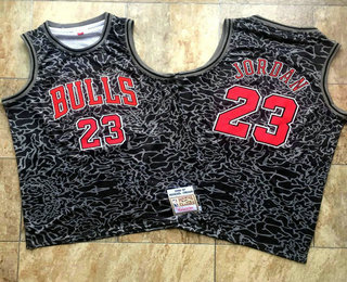 Men's Chicago Bulls #23 Michael Jordan 1996-97 Black Split Hardwood Classics Soul AU Throwback Jersey