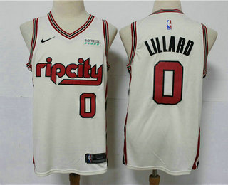 Men's Portland Trail Blazers #0 Damian Lillard Cream 2020 City Edition NBA Swingman Jersey With The Sponsor Logo