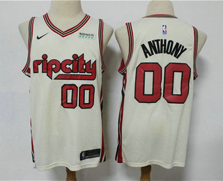 Men's Portland Trail Blazers #00 Carmelo Anthony Cream 2020 City Edition NBA Swingman Jersey With The Sponsor Logo