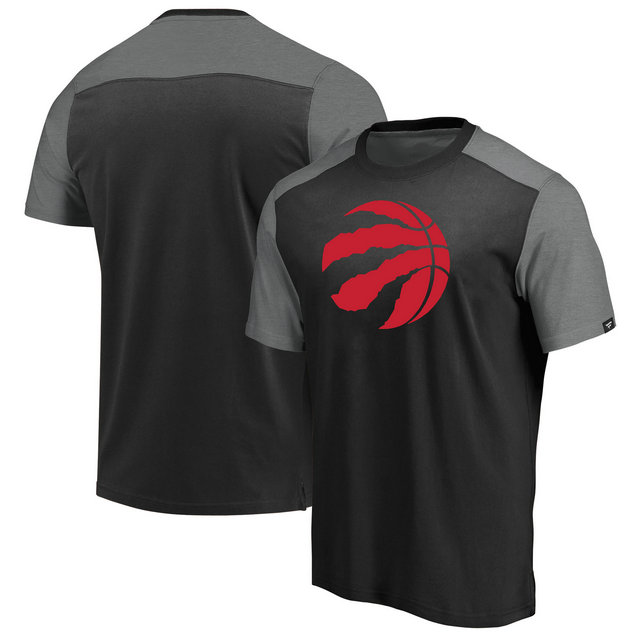 Toronto Raptors Iconic Blocked T-Shirt - BlackHeathered Gray