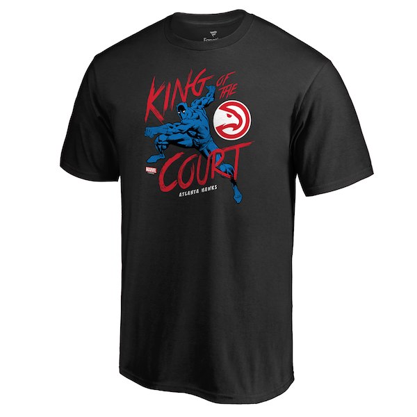 Men's Atlanta Hawks Black Marvel Black Panther King of the Court T-Shirt