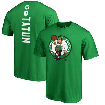 Men's Boston Celtics 0 Jayson Tatum Fanatics Branded Kelly Green Backer Name & Number T-Shirt