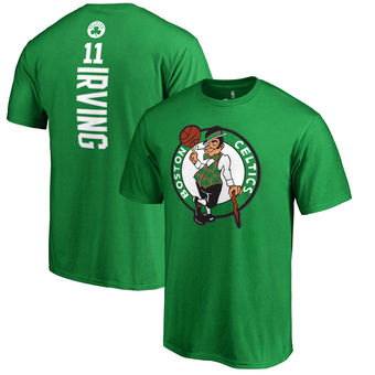 Men's Boston Celtics 11 Kyrie Irving Fanatics Branded Kelly Green Backer Name & Number T-Shirt