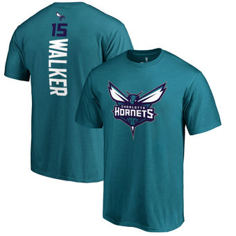 Men's Charlotte Hornets 15 Kemba Walker Teal Backer Name & Number T-Shirt