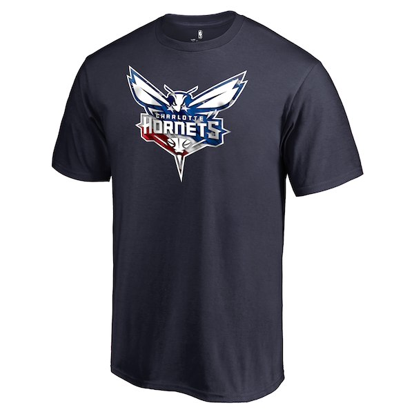 Men's Charlotte Hornets Navy Personalized Name and Number Banner Wave T-Shirt