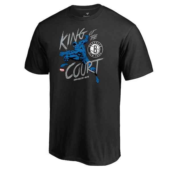 Men's Brooklyn Nets Black Marvel Black Panther King of the Court T-Shirt