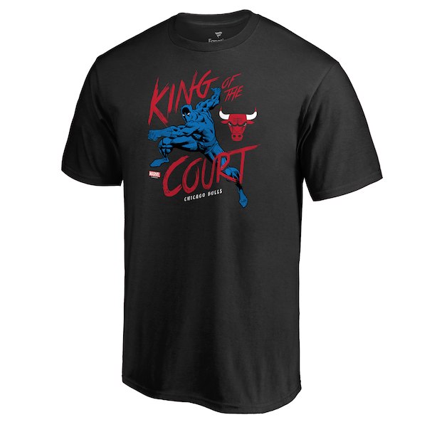 Men's Chicago Bulls Black Marvel Black Panther King of the Court T-Shirt