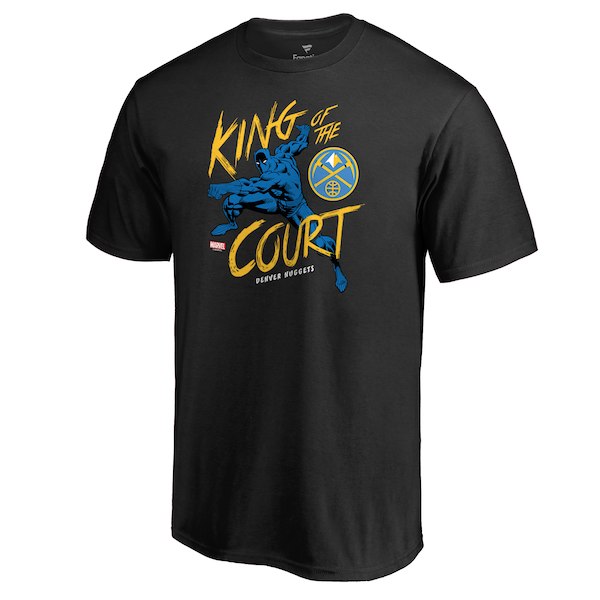 Men's Denver Nuggets Fanatics Branded Black Marvel Black Panther King of the Court T-Shirt