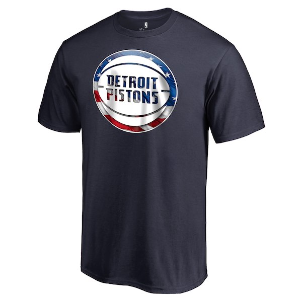 Men's Detroit Pistons Navy Personalized Name and Number Banner Wave T-Shirt