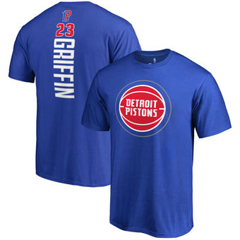 Men's Detroit Pistons 23 Blake Griffin Blue Team Backer Name & Number T-Shirt