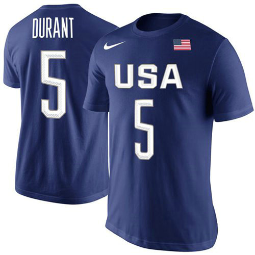 Team USA 5 Kevin Durant Basketball Nike Rio Replica Name & Number T-Shirt Royal