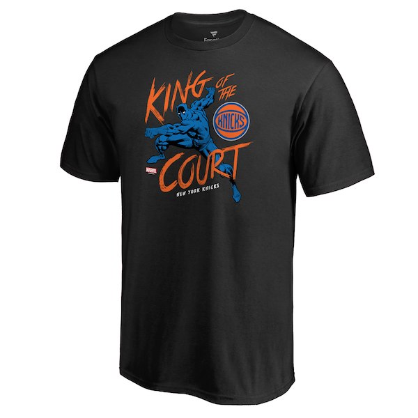 Men's New York Knicks Black Marvel Black Panther King of the Court T-Shirt