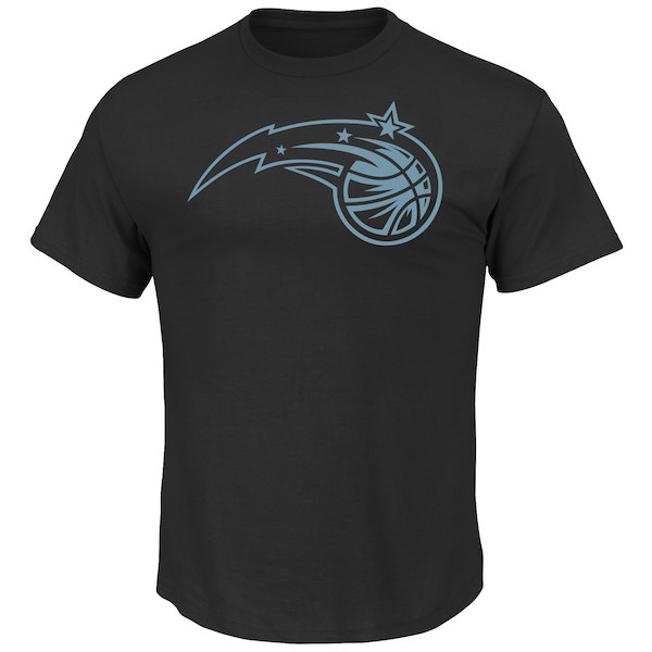 Men's Orlando Magic Majestic Black Tek Patch Reflective T-Shirt