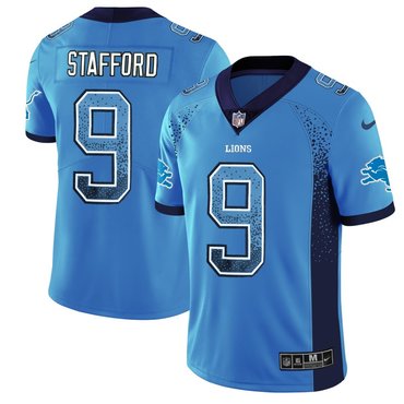 Nike Lions 9 Matthew Stafford Royal Drift Fashion Limited Jersey