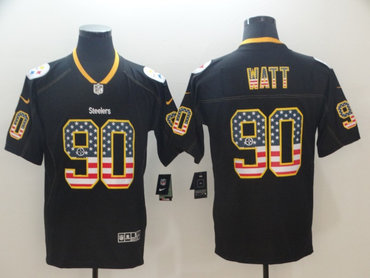 Nike Steelers 90 T.J. Watt Black USA Flag Fashion Limited Jersey