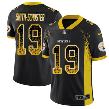 Nike Steelers #19 JuJu Smith-Schuster Black Team Color Men' sLimited Rush Jersey