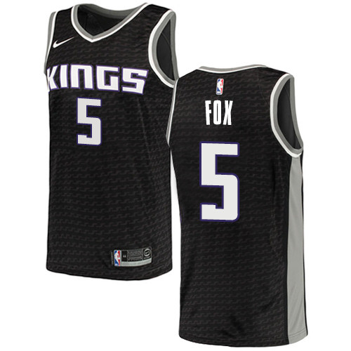 Women's Sacramento Kings #5 De'Aaron Fox Black Basketball Swingman Statement Edition Jersey