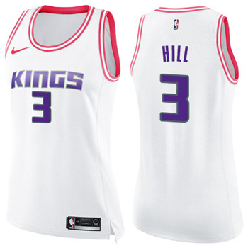 Women's Sacramento Kings #3 George Hill White Pink NBA Swingman Fashion Jersey