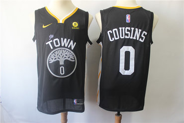 Men's Nike Golden StateWarriors #0 DeMarcus Cousins Black Nike Swingman Jersey