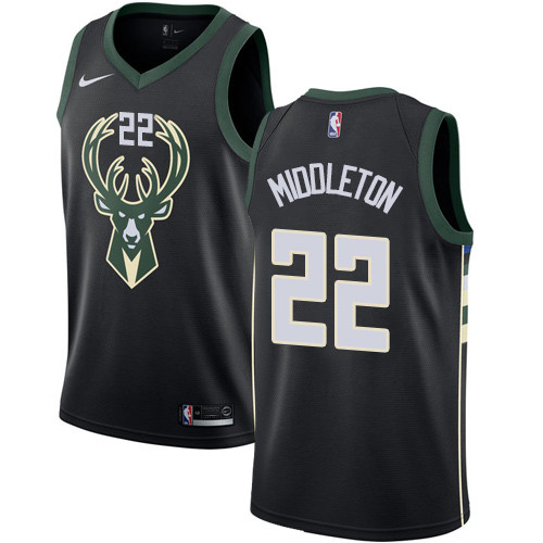 Youth Milwaukee Bucks #22 Khris Middleton Black Basketball Swingman Statement Edition Jersey