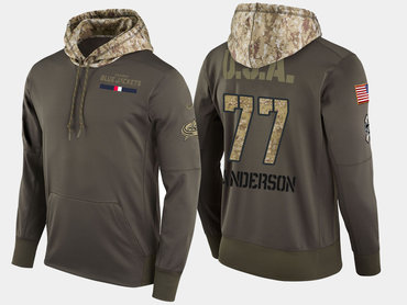 Nike Columbus Blue Jackets 77 Josh Anderson Olive Salute To Service Pullover Hoodie