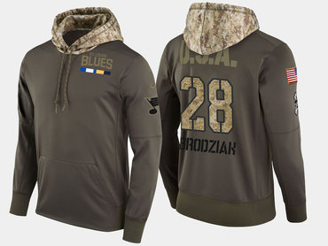 Nike St. Louis Blues 28 Kyle Brodziak Olive Salute To Service Pullover Hoodie