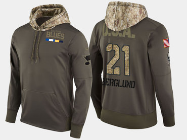 Nike St. Louis Blues 21 Patrik Berglund Olive Salute To Service Pullover Hoodie