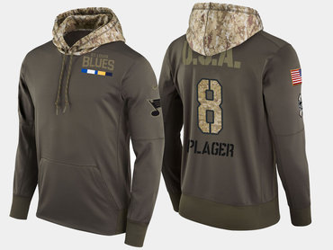 Nike St. Louis Blues 8 Barclay Plager Retired Olive Salute To Service Pullover Hoodie