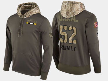 Nike Boston Bruins 52 Sean Kuraly Olive Salute To Service Pullover Hoodie