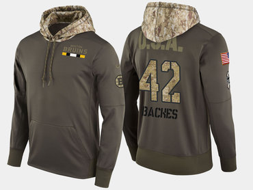 Nike Boston Bruins 42 David Backes Olive Salute To Service Pullover Hoodie