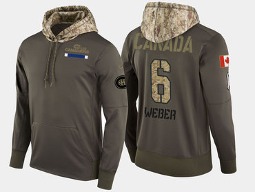 Nike Montreal Canadiens 6 Shea Weber Olive Salute To Service Pullover Hoodie