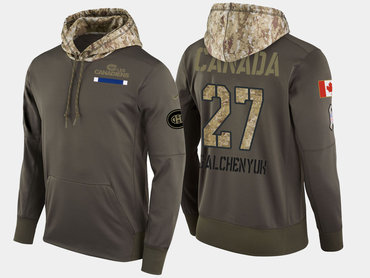 Nike Montreal Canadiens 27 Alex Galchenyuk Olive Salute To Service Pullover Hoodie