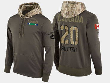 Nike Vancouver Canucks 20 Brandon Sutter Olive Salute To Service Pullover Hoodie