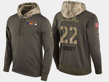 Nike New York Islanders 22 Mike Bossy Retired Olive Salute To Service Pullover Hoodie