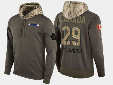 Nike Toronto Maple Leafs 29 William Nylander Olive Salute To Service Pullover Hoodie