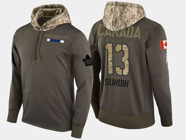 Nike Toronto Maple Leafs 13 Mats Sundin Retired Olive Salute To Service Pullover Hoodie