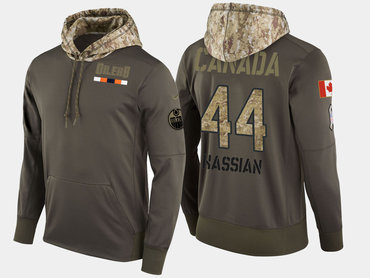 Nike Edmonton Oilers 44 Zack Kassian Olive Salute To Service Pullover Hoodie