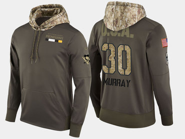 Nike Pittsburgh Penguins 30 Matt Murray Olive Salute To Service Pullover Hoodie