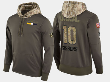 Nike Nashville Predators 10 Colton Sissons Olive Salute To Service Pullover Hoodie