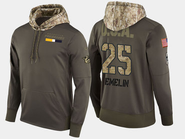 Nike Nashville Predators 25 Alexei Emelin Olive Salute To Service Pullover Hoodie