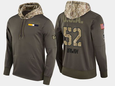 Nike Nashville Predators 52 Matt Irwin Olive Salute To Service Pullover Hoodie