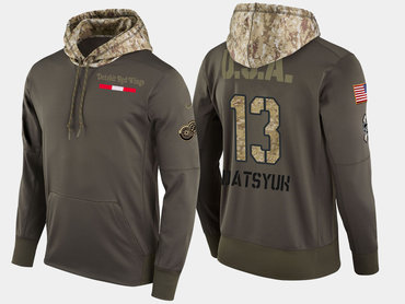 Nike Detroit Red Wings 13 Pavel Datsyuk Retired Olive Salute To Service Pullover Hoodie