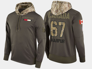 Nike Ottawa Senators 67 Ben Harpur Olive Salute To Service Pullover Hoodie