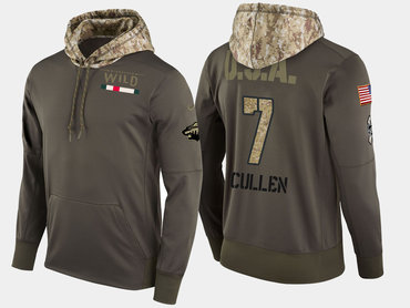 Nike Minnesota Wild 7 Matt Cullen Olive Salute To Service Pullover Hoodie