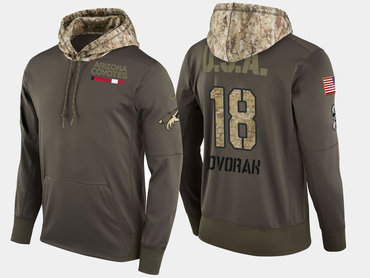 Nike Arizona Coyotes 18 Christian Dvorak Olive Salute To Service Pullover Hoodie