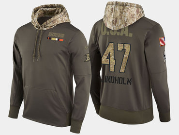 Nike Anaheim Ducks 47 Hampus Lindholm Olive Salute To Service Pullover Hoodie