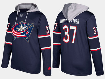 Adidas Columbus Blue Jackets 37 Markus Hannikainen Name And Number Navy Hoodie